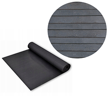 КОВРЫ РЕЗИНОВЫЕ РИФЛЕНЫЕ РУЛОННЫЕ широкий рубчик черный высота 4мм