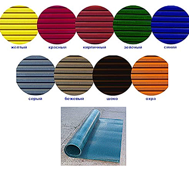 КОВРЫ РЕЗИНОВЫЕ РИФЛЕНЫЕ РУЛОННЫЕ средний рубчик 4 мм (цветные)