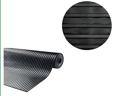 КОВРЫ РЕЗИНОВЫЕ РИФЛЕНЫЕ РУЛОННЫЕ редкий рубчик 4 мм (черный)