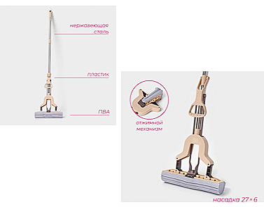 Швабра для мытья пола PVA Доляна