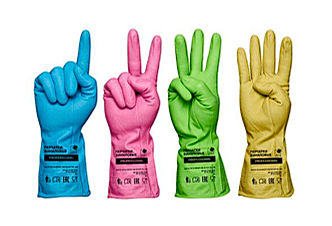 Перчатки виниловые усиленные (подходят для пищевиков) цвета в ассорт., р-р L, пара