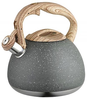 Чайник 2,8л со свистком (индук.) [ГРАНИТ СЕРЫЙ] soft-touch под дерево