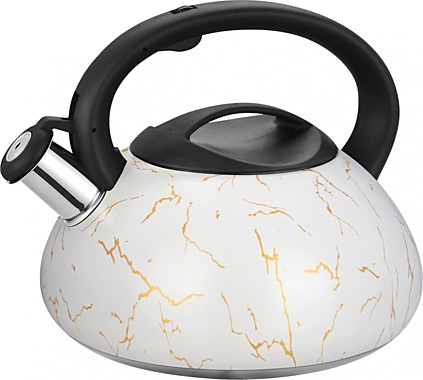 Чайник 3,0л со свистком (индук.) [БЕЛЫЙ МРАМОР]