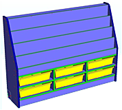 Стеллаж выставка для книг и пособий с ящиками