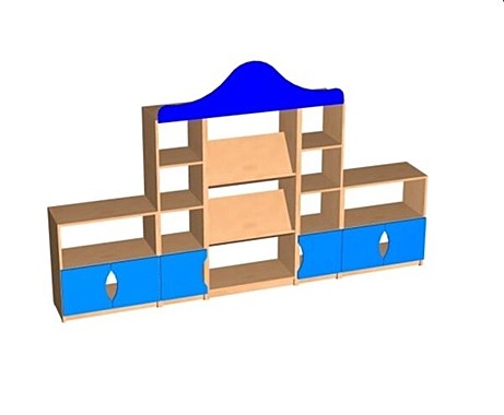 Стенка-выставка для игрушек и пособий 