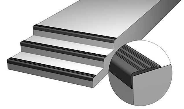 Профиль противоскользящий резиновый (окантовка) 5400*90/40*10 ПВХ  черный