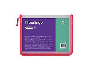 Папка на молнии Berlingo, А4, 500мкм, прозрачная, ассорти