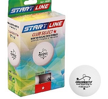 Мяч для настольного тенниса Start line Club Select, 1 звезда, набор 6 шт., цвет белый