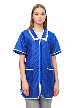 Спец.одежда Халат женский васильковый (материал нейлон, корот.рукав, на молнии (р-р 54))