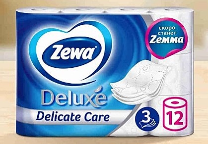 Туалетная бумага Zewa Deluxe белая, 3 слоя, 12 рулонов