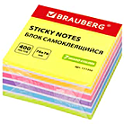 Блок самоклеящийся (стикеры) BRAUBERG НЕОНОВЫЙ 76х76 мм, 400 листов, 7 цветов, 111350