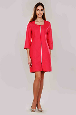 Халат медицинский женский М-09А-83 (ткань: тиси, р-р 50, молния, ярк.каралл)