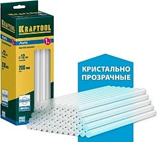 Стержни клеевые прозрачные универсальные PRO (12x200 мм; 1 кг) для термоклеевых пистолетов Kraftool.