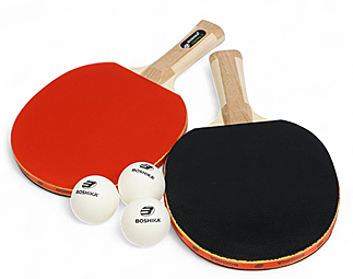 Набор для настольного тенниса BOSHIKA Control 9: 2 ракетки, 3 мяча, губка 1.8 мм, коническая ручка