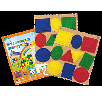 Игра развивающая Воскобовича Эталонные фигуры (ковролин, 5 фигур,4 цвета,3 размера)