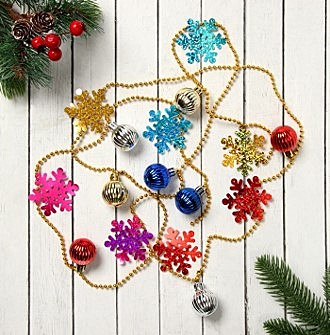 Бусы на ёлку «Снежинки и шарики»