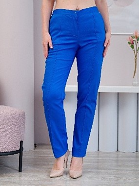 Брюки медицинские женские М-306 (ткань Хлопок/Стрейч размер 52, синий с молнией на кнопке)