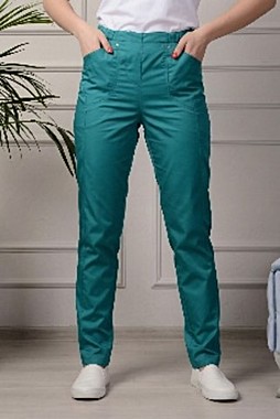 Спец.одежда Брюки женские М-302 (ткань Элит-145/Стрейч размер 54, тем.бирюза)