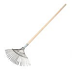 Грабли веерные, пластинчатые, 22 зубца, оцинкованная сталь, деревянный черенок, 1 сорт