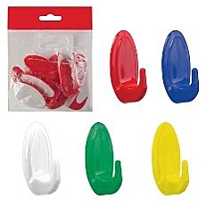 Крючки самоклеящиеся, комплект 10 шт., пластиковые, цвет микс