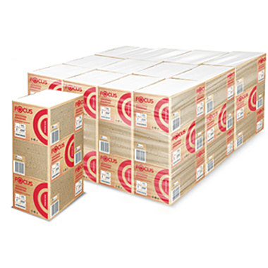 Полотенца бумажные 200 шт., FOCUS (Система H2) Premium, 2-слойные белые, КОМПЛЕКТ 20 пачек