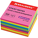 Блок самоклеящийся (стикеры) BRAUBERG НЕОНОВЫЙ 76х76 мм, 400 листов, 8 цветов