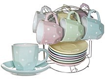 Набор чайный 12пр (6чашек+6блюдец) 210мл мет/подст керам [НЕЖНЫЙ ГОРОШЕК] ПУ