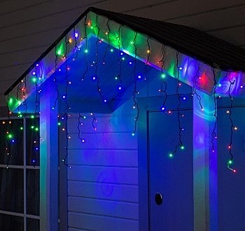 Гирлянда «Бахрома» 4 × 0.6 м, IP44, тёмная нить, 180 LED, свечение мульти, 8 режимов, 220 В