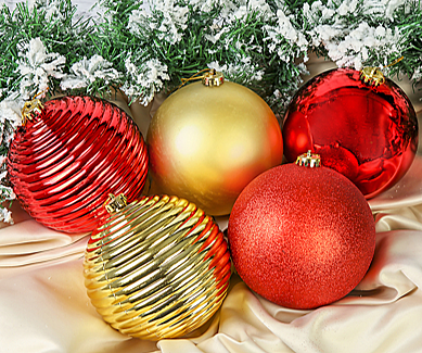Ёлочные игрушки «Ассорти», набор 5 шт., d=15 см, красный/золотистый