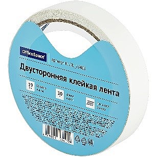 Клейкая лента двусторонняя OfficeSpace, 19мм*10м, бумажная основа