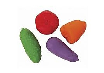 Резиновая игрушка. Овощей №1 (баклажан. огурец. перец. томат) набор