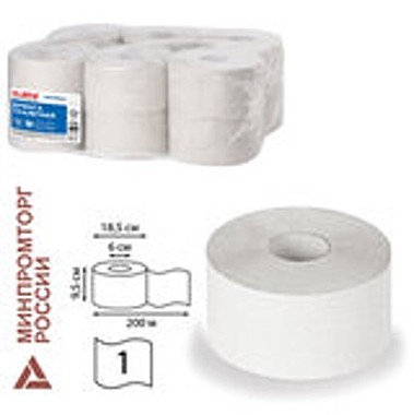 Бумага туалетная 200 м, LAIMA (T2), UNIVERSAL, 1-слойная, цвет натуральный, КОМПЛЕКТ 12 рулонов