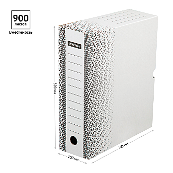Короб архивный с клапаном А4 (260х325 мм), 100 мм, до 900 листов, плотный, микрогофрокартон, БЕЛЫЙ,