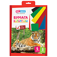 Бумага бархатная А4, ArtSpace, 5л, 5 цв, в папке с европодвесом