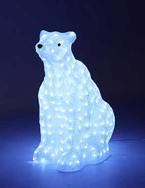 Фигура светодиодная «Медведь белый» 80×75×47 см, акрил, 288 LED, 24 В, 8 режимов, свечение белое