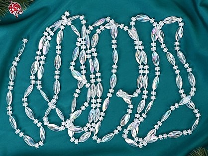 Бусы на ёлку «Лёд», овал, длина 2.7 м, d=9 мм, прозрачные перламутровые