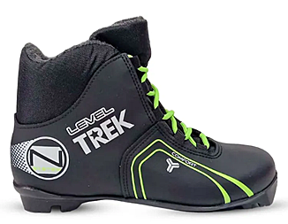 Ботинки лыжные Trek Система креплений NNN  р-р RU34 (EU 35), Черный (лого лайм неон)