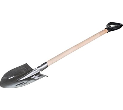 Штыковая лопата из рельсовой стали с V-образной ручкой Общая длина:1180 мм, Ширина рабочей части:210 мм