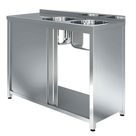 Столы-тумбы с бортом, с двумя цельнотянутыми мойками